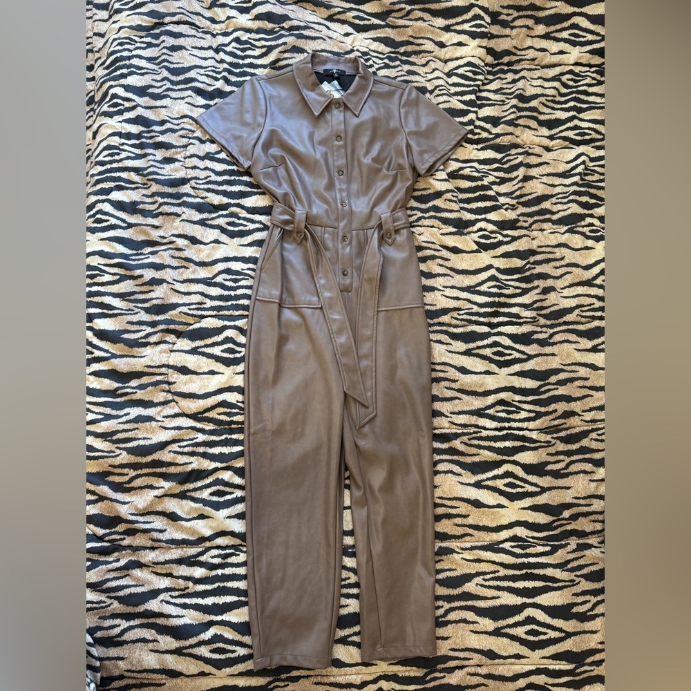7 For All Mankind Brown Utility Jumpsuit with Structured Silhouette (NEW + TAGS)